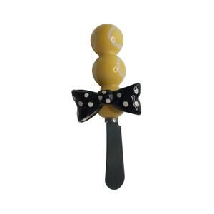 🐝Yellow Black Polka Dot Spreader Knife Cheese Butter Jam Whimsical Party Fun 🐝